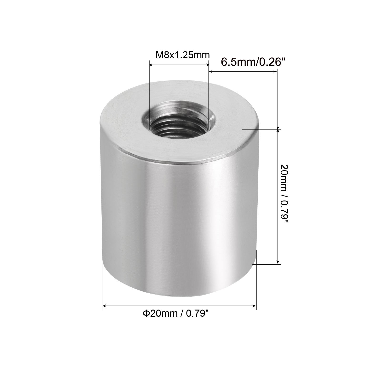 5Pcs Round Connector Nuts, M8x20x20mm Coupling Nut Sleeve Rod Bar Stud Nut gallery