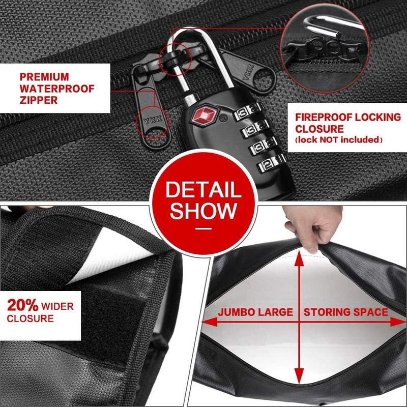 Sturdy Water-Resistant Fireproof Bag - Secure Storage for Valuables & Documents gallery