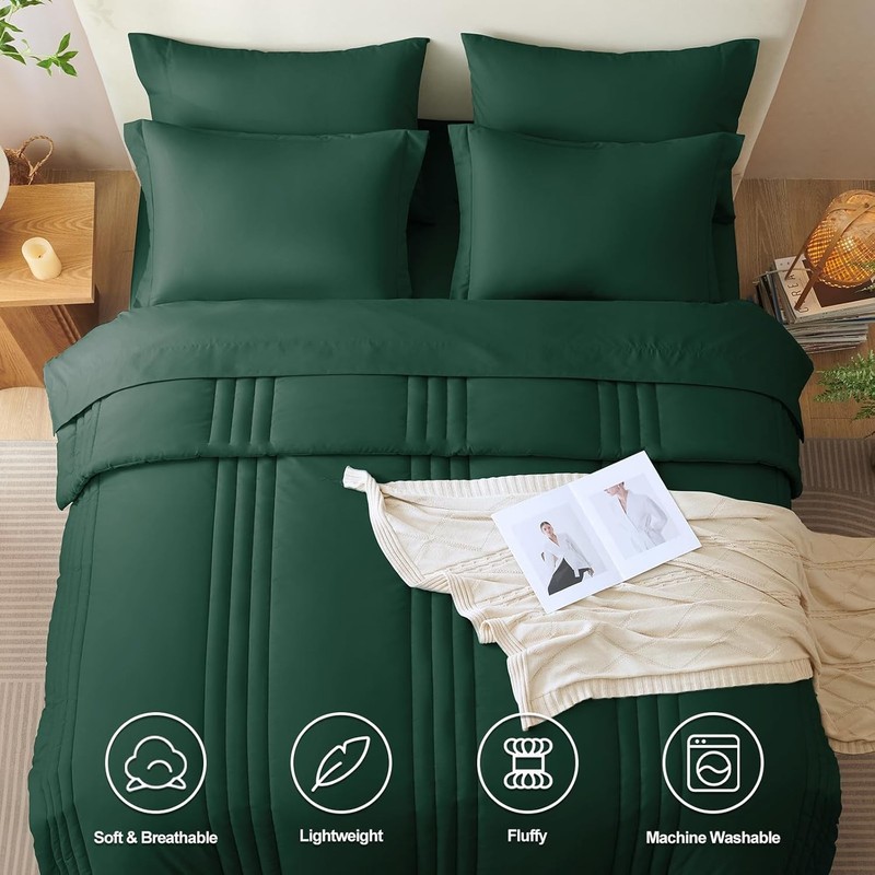 Full Size Comforter Set 7 Pieces Bed in a Bag Emerald Green Comforter Bed Set gallery