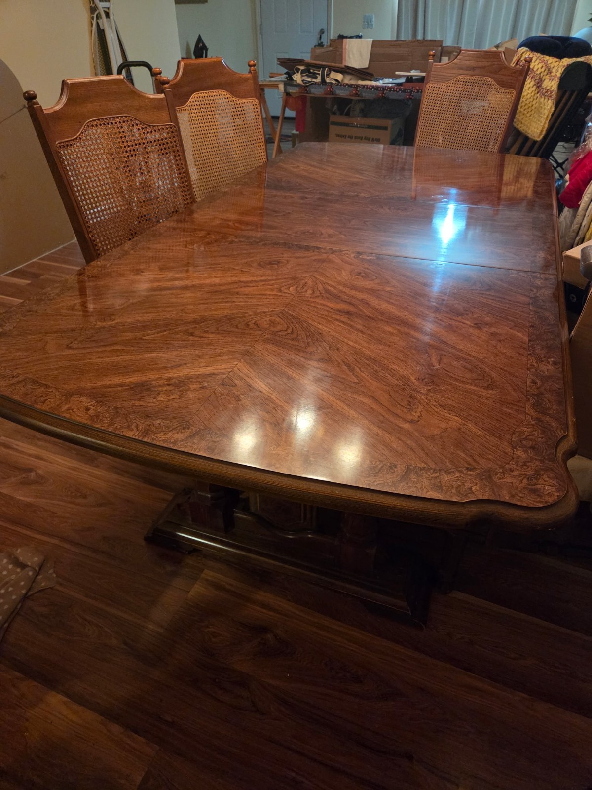 Formal Dining Room Table w/ insert. 6 Chairs, 2 with arm rest. Great Condition gallery