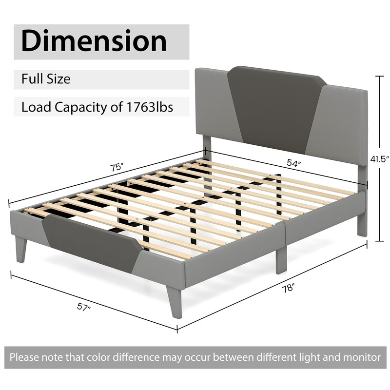 Full Size Upholstered Platform Bed Frame Velvet Headboard Mattress Foundation gallery