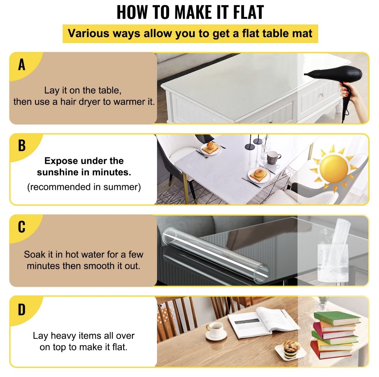 VEVOR Transparent PVC Tablecloth Waterproof Table Cover 36x48-in Desk Protector gallery