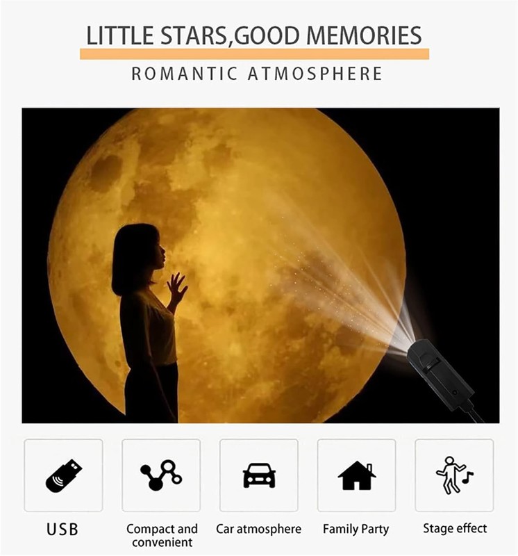 Galaxy Planet & Moon Projector Lamp LED 360° Rotating Night Light USB Powered US gallery