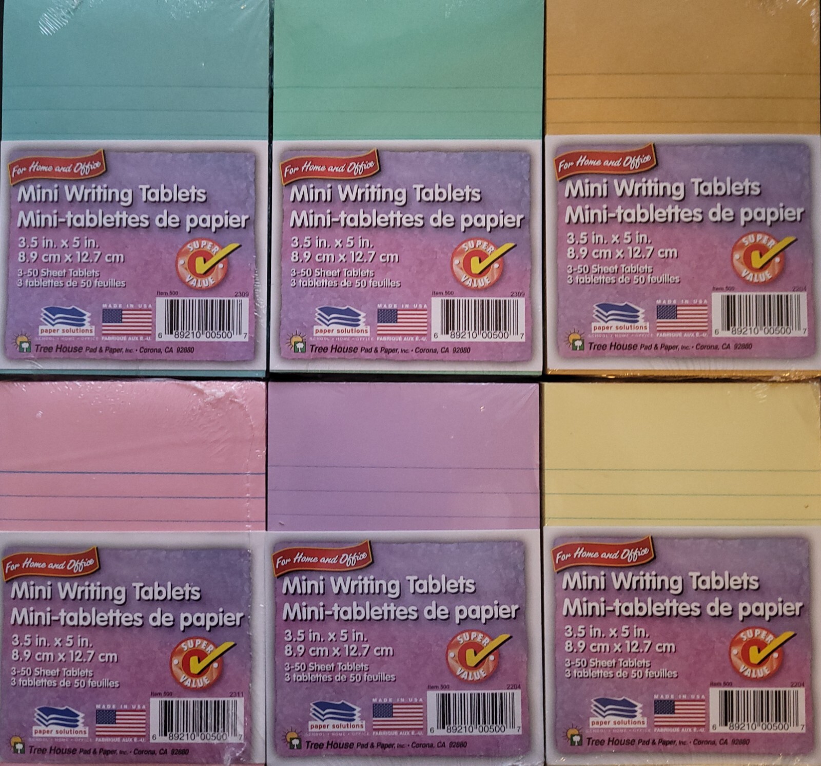 Mini-Writing Tablets Lined 3.5" x 5" 3x50 Sheet Tablets/Pk, S24, Select: Color gallery