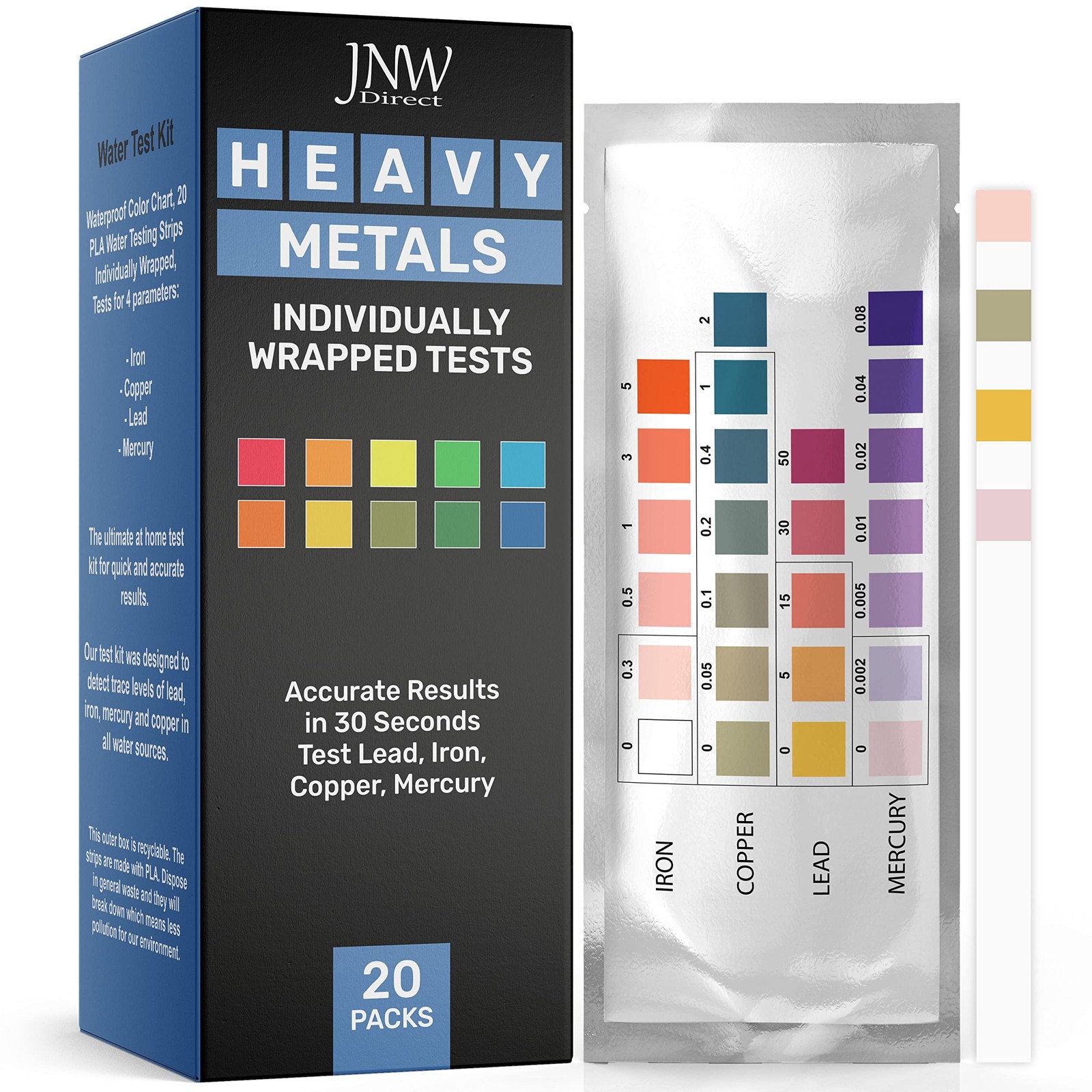 Heavy Metal Water Test Kit 20 Strips Iron Copper Lead Mercury Test gallery