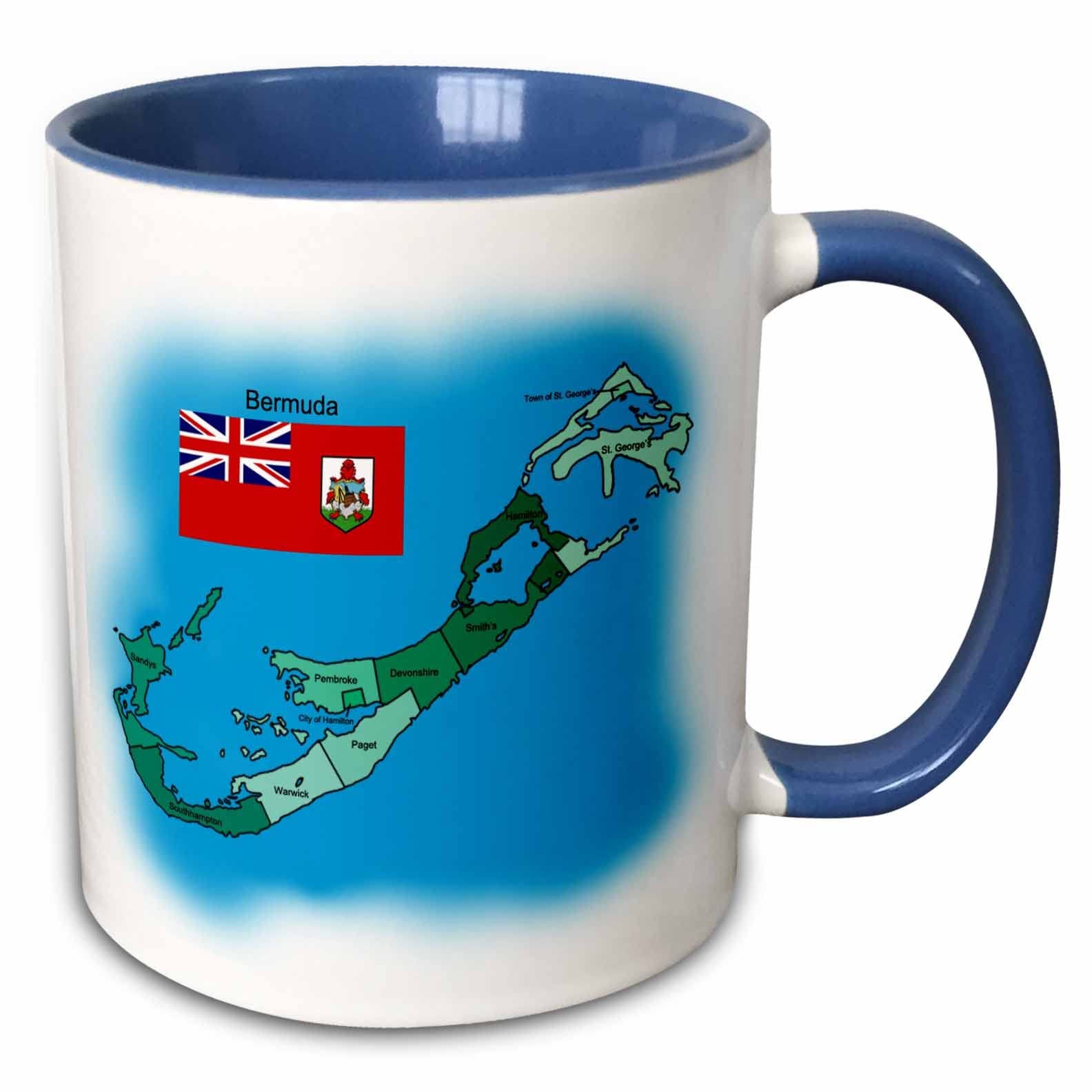 3dRose Bermuda Flag Map Mug Two Tone Blue Parishes Labeled 11oz Ceramic gallery