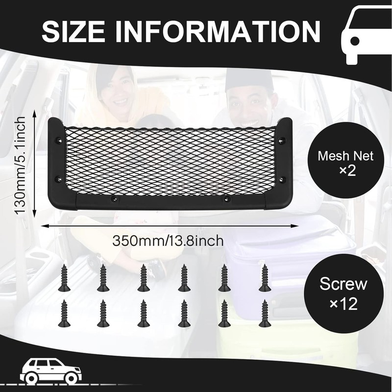 2 Pcs ABS Plastic Frame Car Storage Net Bag Phone Car Mesh Net Holder RV Stor... gallery