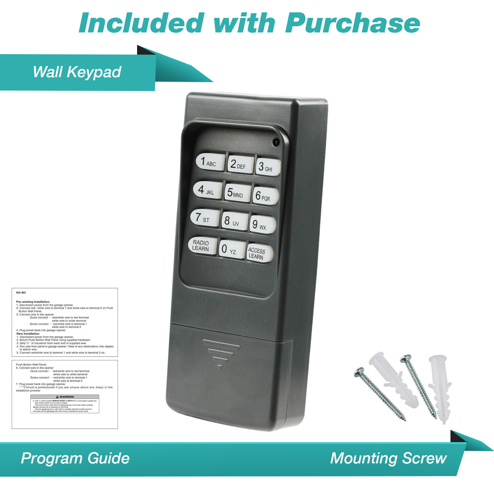 Garage Door Opener Keyless Entry Keypad for Multi-Code Receiver 420001 300 MHz gallery