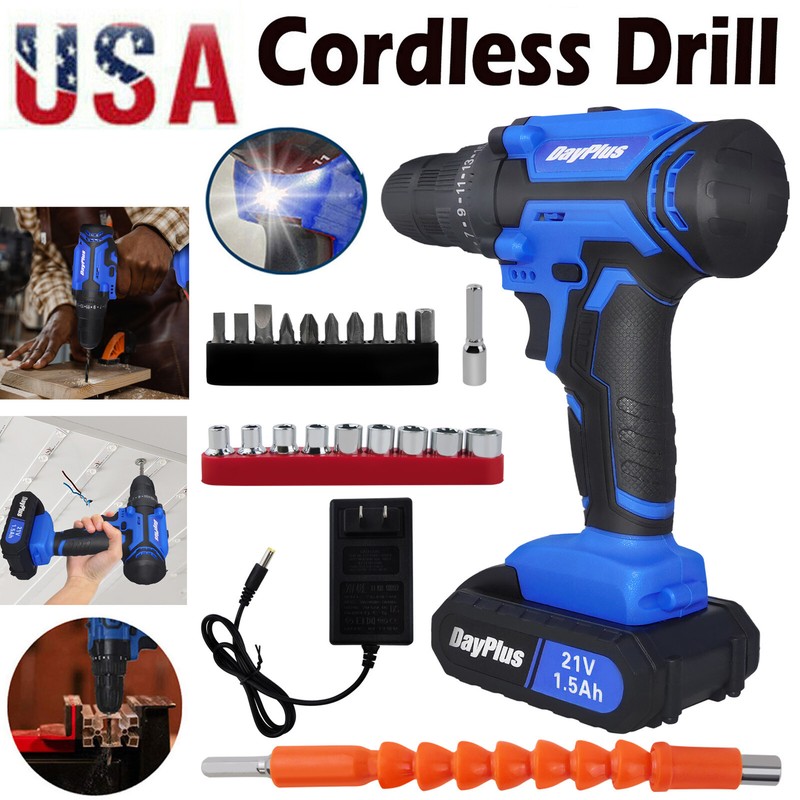 21V Max Cordless Drill Driver Set Impact Drill Tool Kit w/ 26 Pieces Accessories gallery