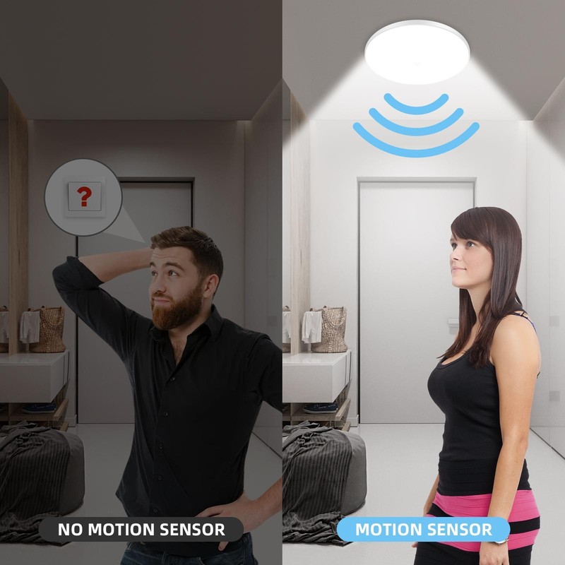 Motion Sensor LED Ceiling Light, Flush Mount Ceiling Light 6500K Closet Light gallery