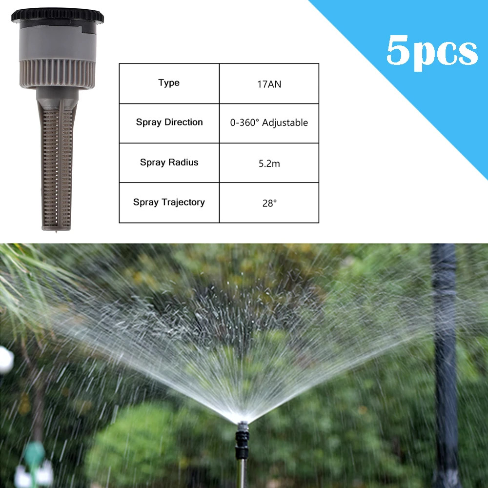 5Pcs Pop-Up Sprinklers Replacement Scattering Nozzles 0~360 Degree Adjustable Ga gallery