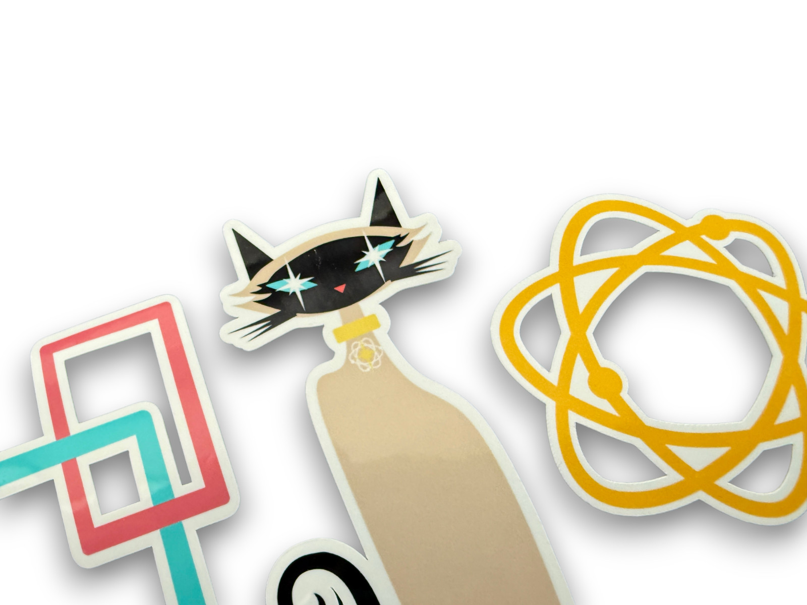 Retro Atomic Mid Century Symbol Vinyl Stickers Starburst Atom Siamese Cat gallery