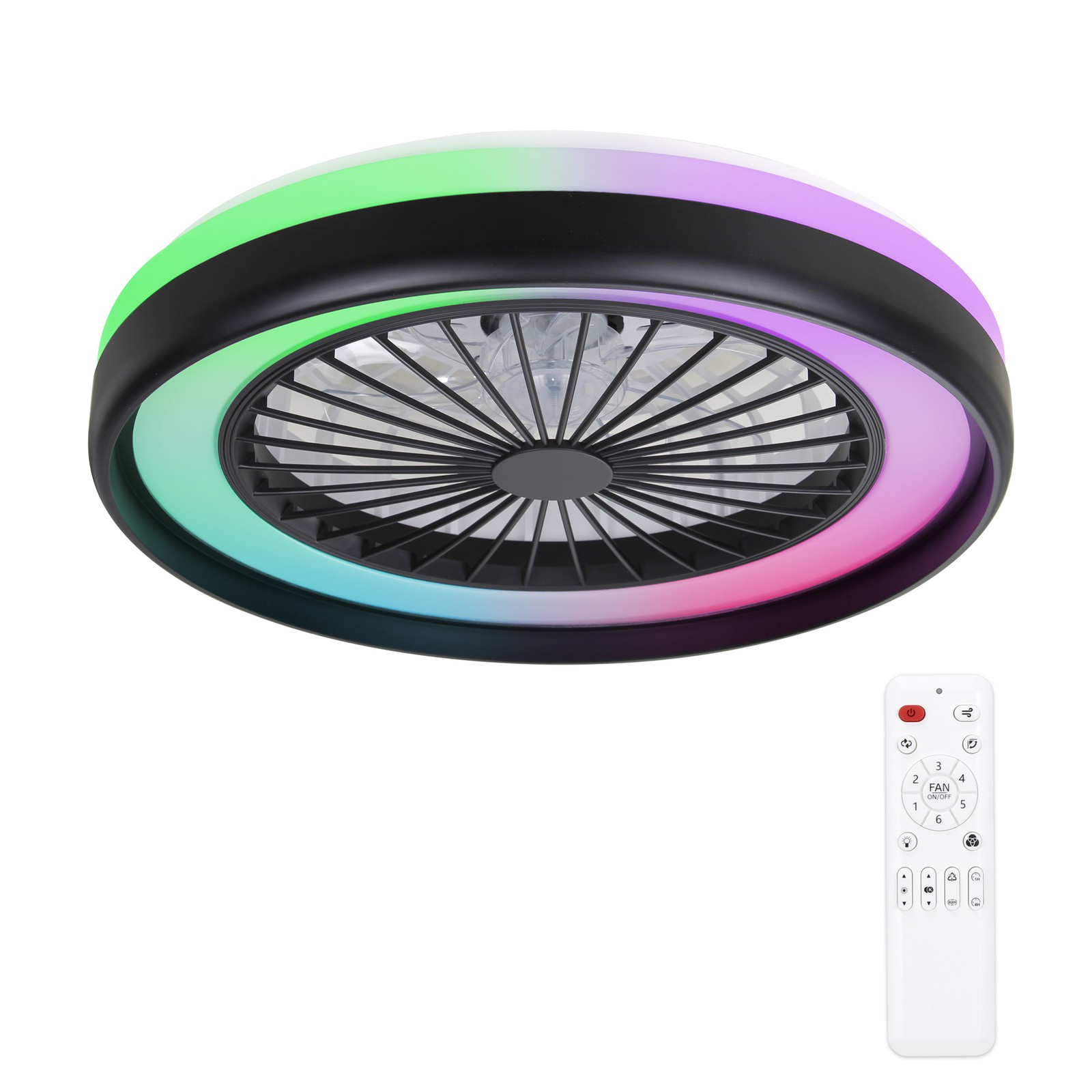 24"/ 20" Smart RGB Ceiling Fan Flush Mount Bladeless Ceiling Fan Dimmable LED gallery
