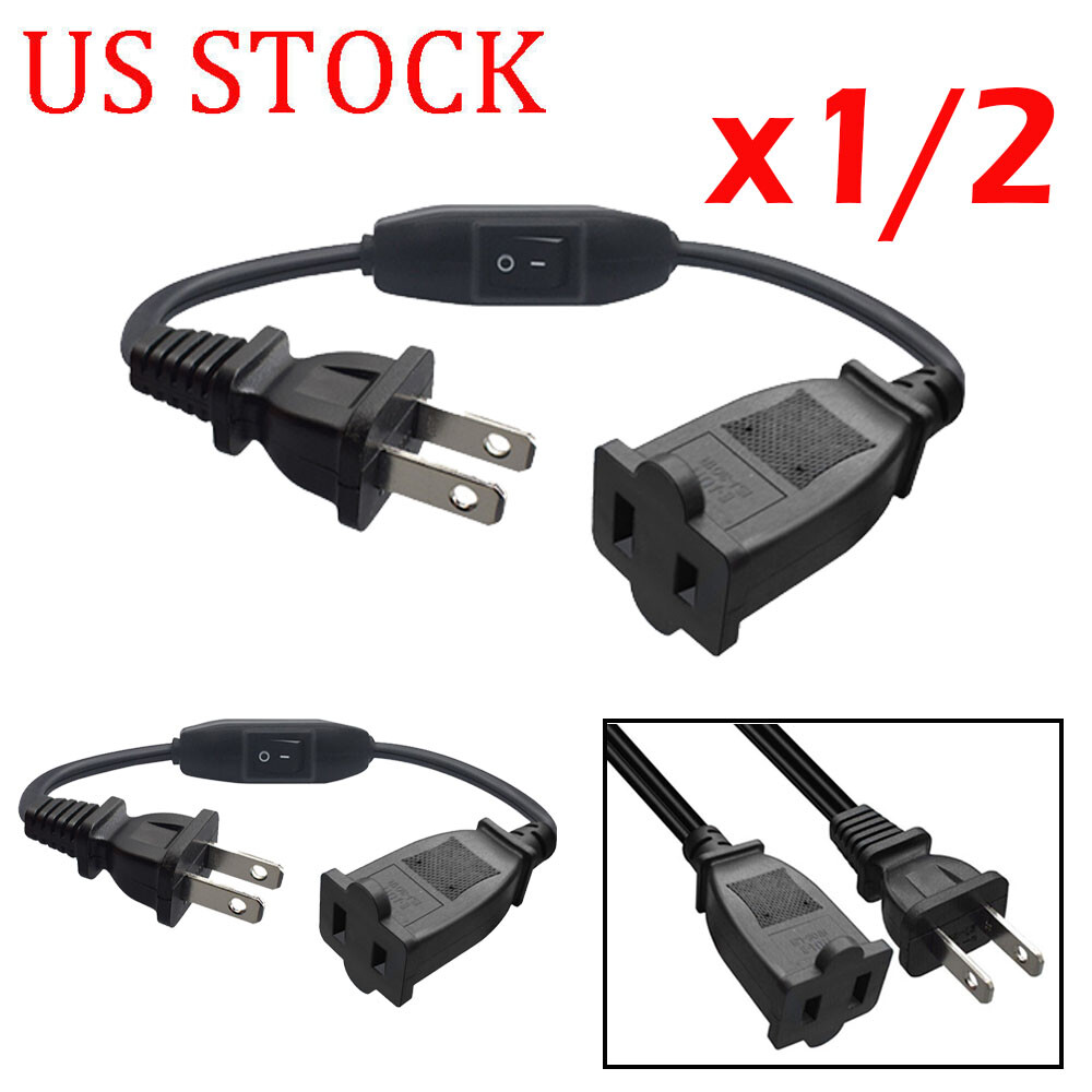 2-Pcs Polarized Extension Cord On Off Switch 2 Prong Extension Cord Waterproof gallery