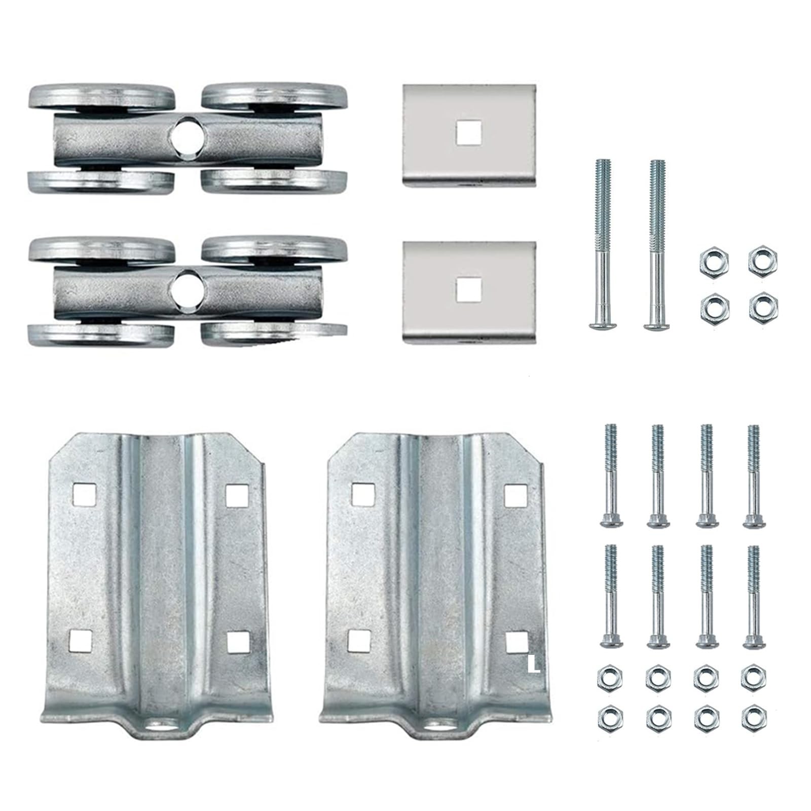 2 Set Box Rail Hanger Kit Exterior Barn Door Hardware 225 lbs Load Zinc gallery