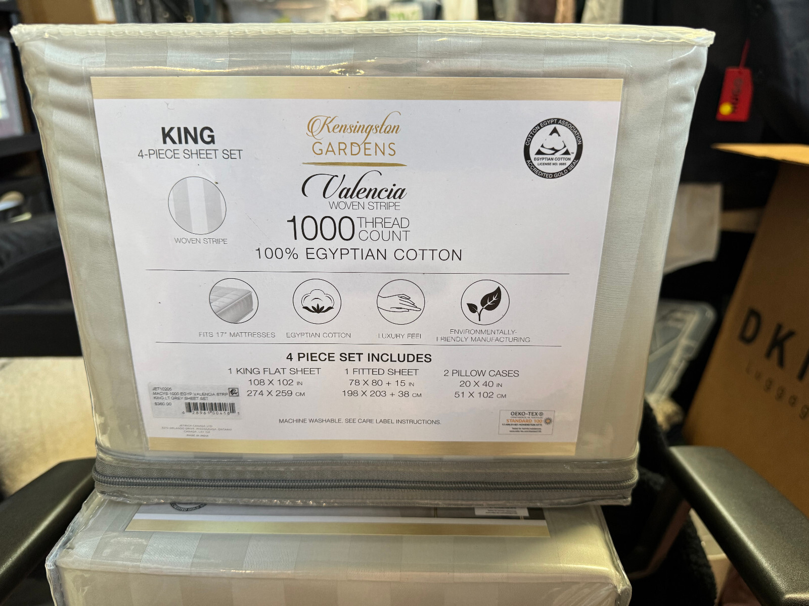 KENSINGSTON GARDEN VALENCIA WOVEN STRIPE 1000 THREAD COUNT 4 PCS KING SHEET SET gallery