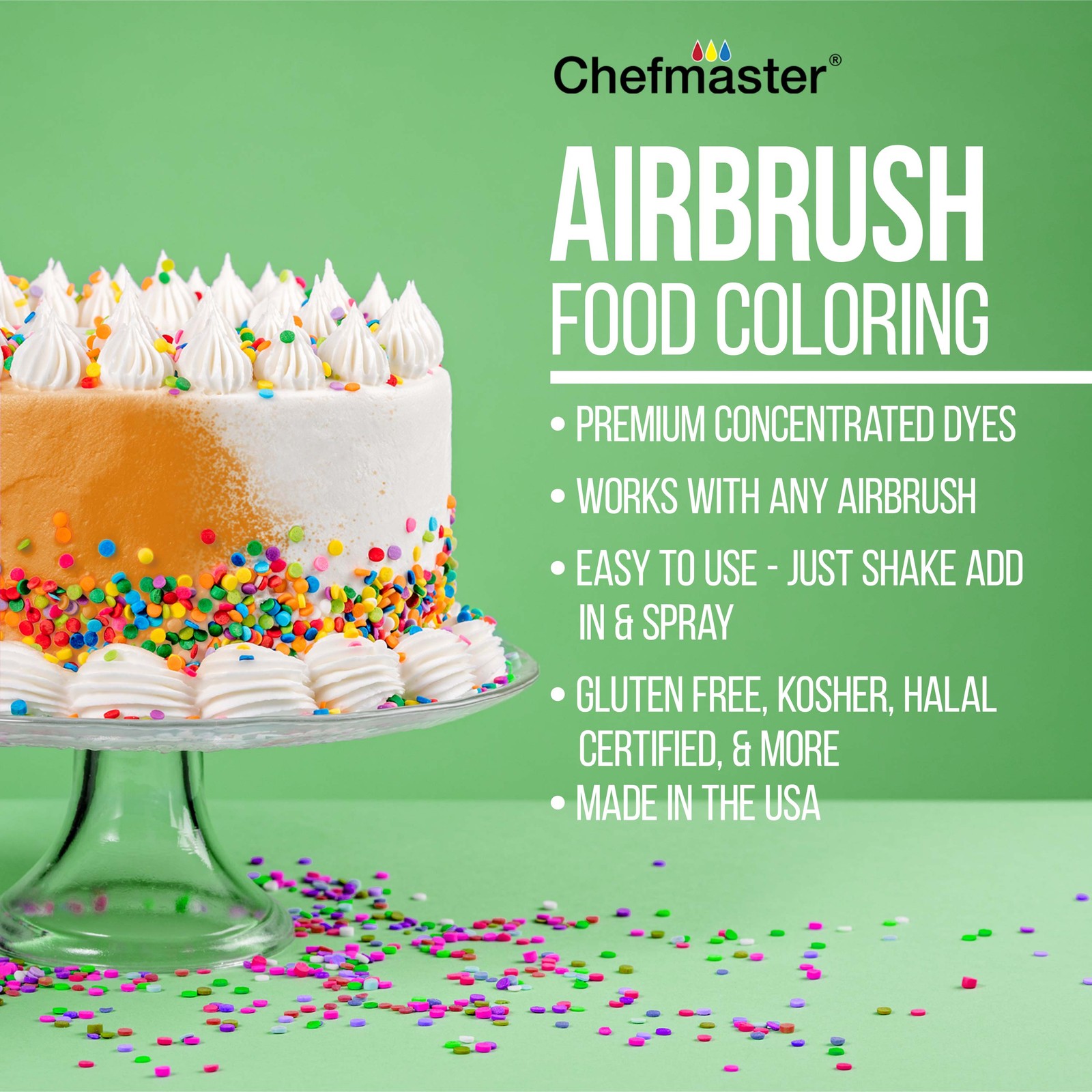 Chefmaster Airbrush Food Coloring Set - 12 Popular Colors in .7 fl. oz. Bottles gallery