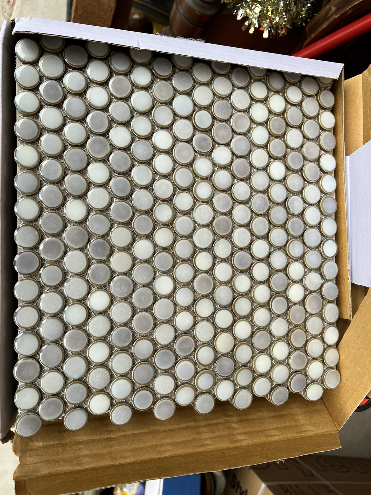 Merola Tile Hudson Penny Round Grey Eye 12 in. x 12 in. Porcelain Mosaic Tile gallery