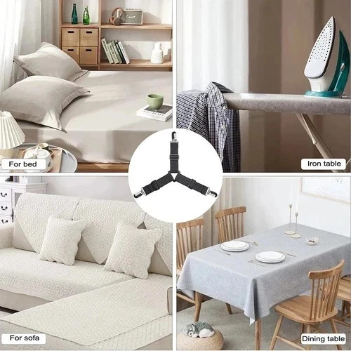 4Bed Sheet Fasteners Adjustable Elastic Suspenders Straps Mattress Covers ClipsV gallery