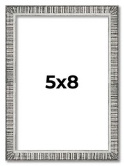 5×8 Frame Silver Grey Distressed Solid Wood Picture Frame | 0.75 Inch Moulding W