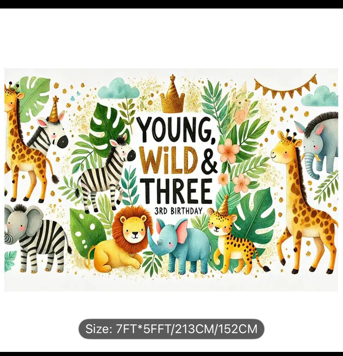 Young Wild and Three Backdrop7ft x 5ft Polyester, 3-year-old Theme gallery