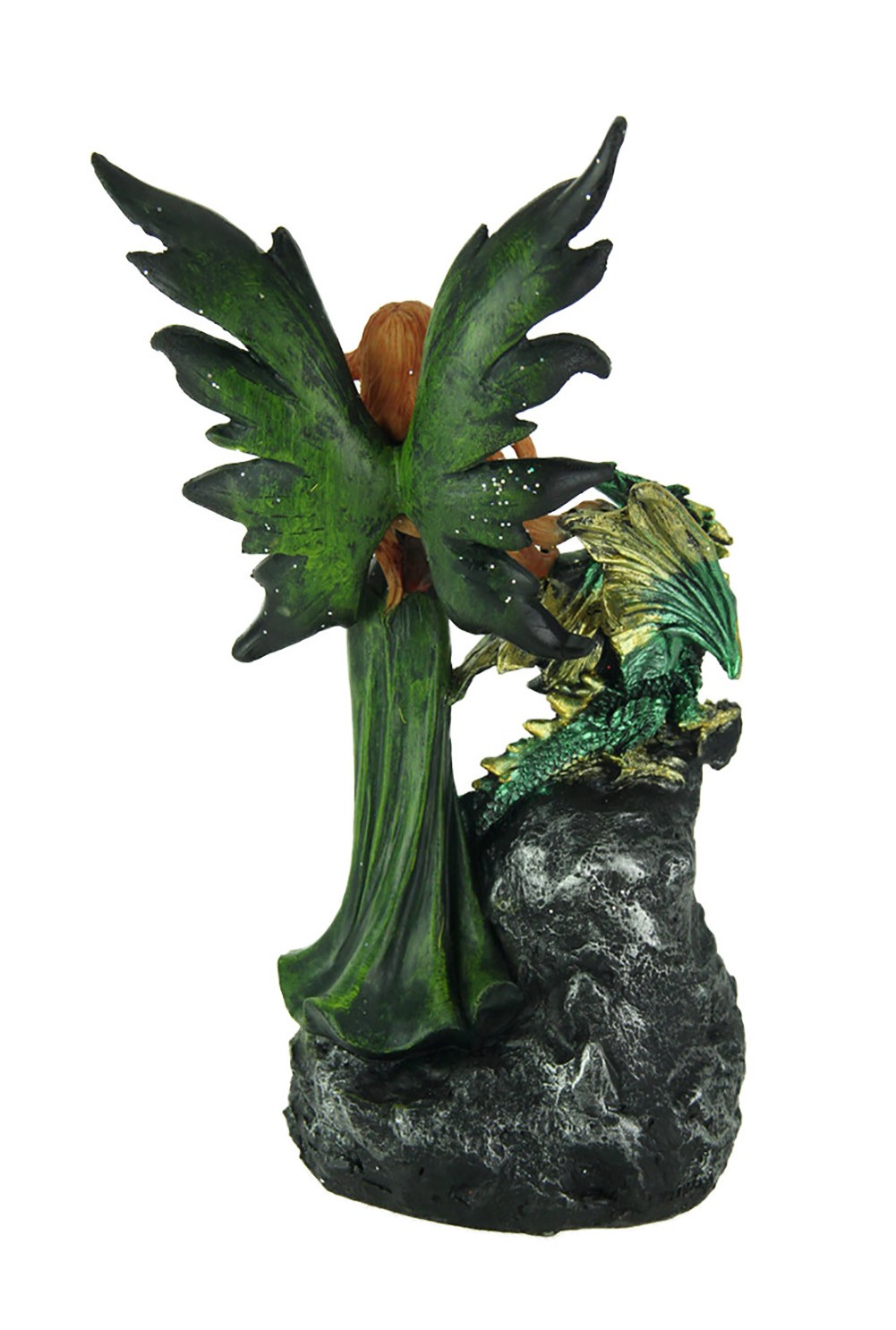 Emerald Green Fairy And Dragon LED Lighted Geode Statue gallery