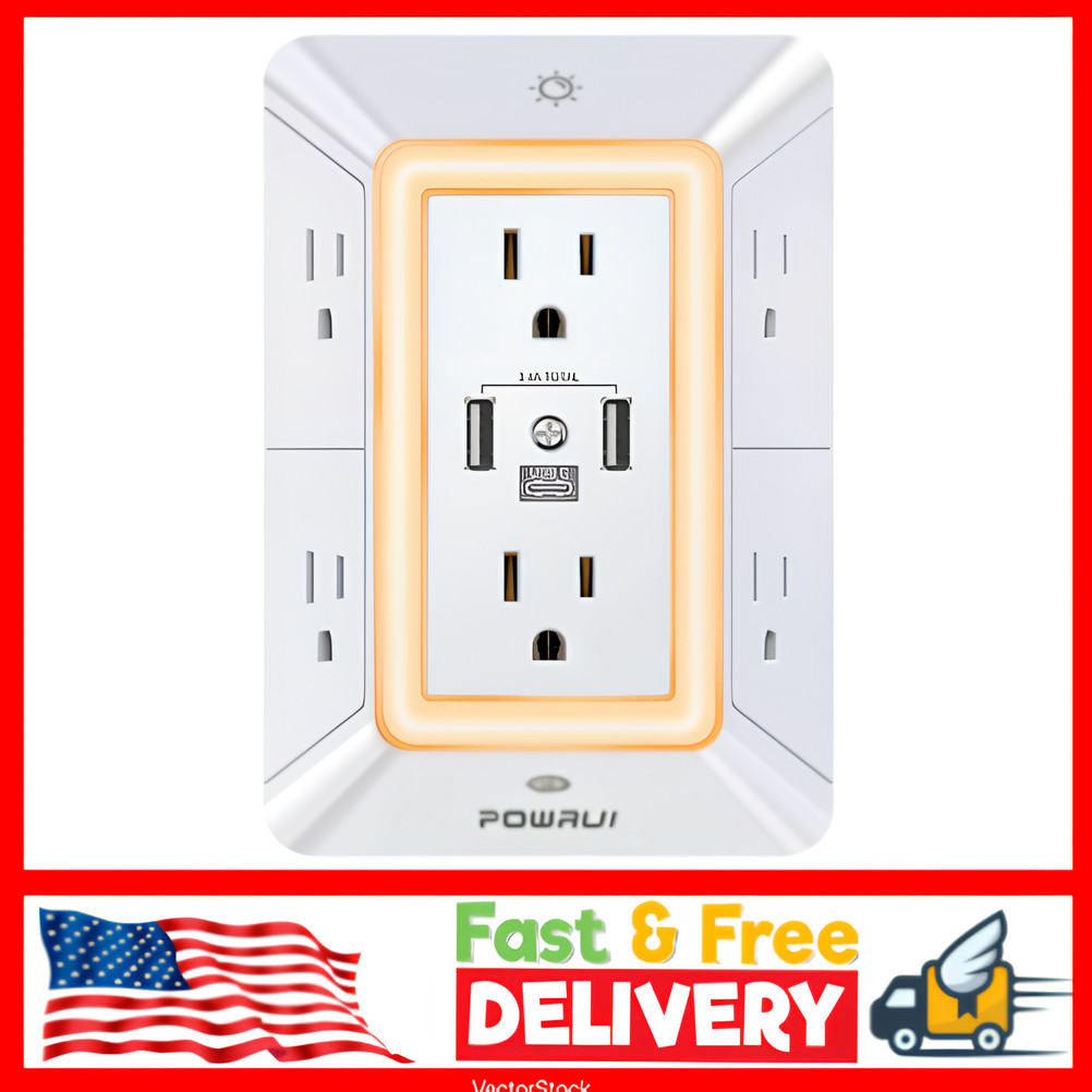 Multi Plug Outlet Surge Protector - POWRUI 6 Outlet Extender with 3 USB Ports... gallery