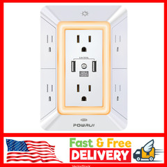 Multi Plug Outlet Surge Protector – POWRUI 6 Outlet Extender with 3 USB Ports…