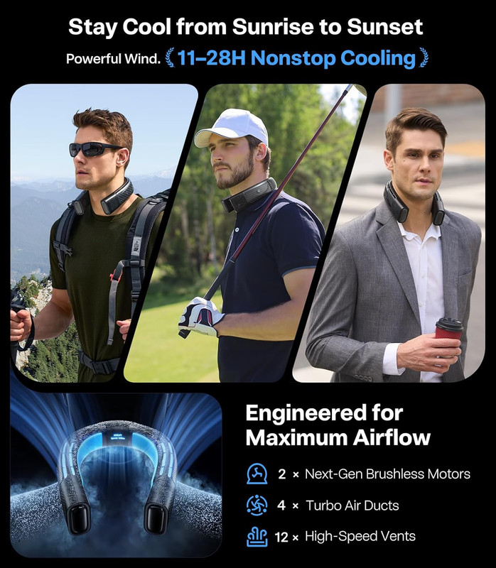 Coolify 2S Lite Neck Air Conditioner, Long Battery Life Cooling Neck Fan, Lightw gallery