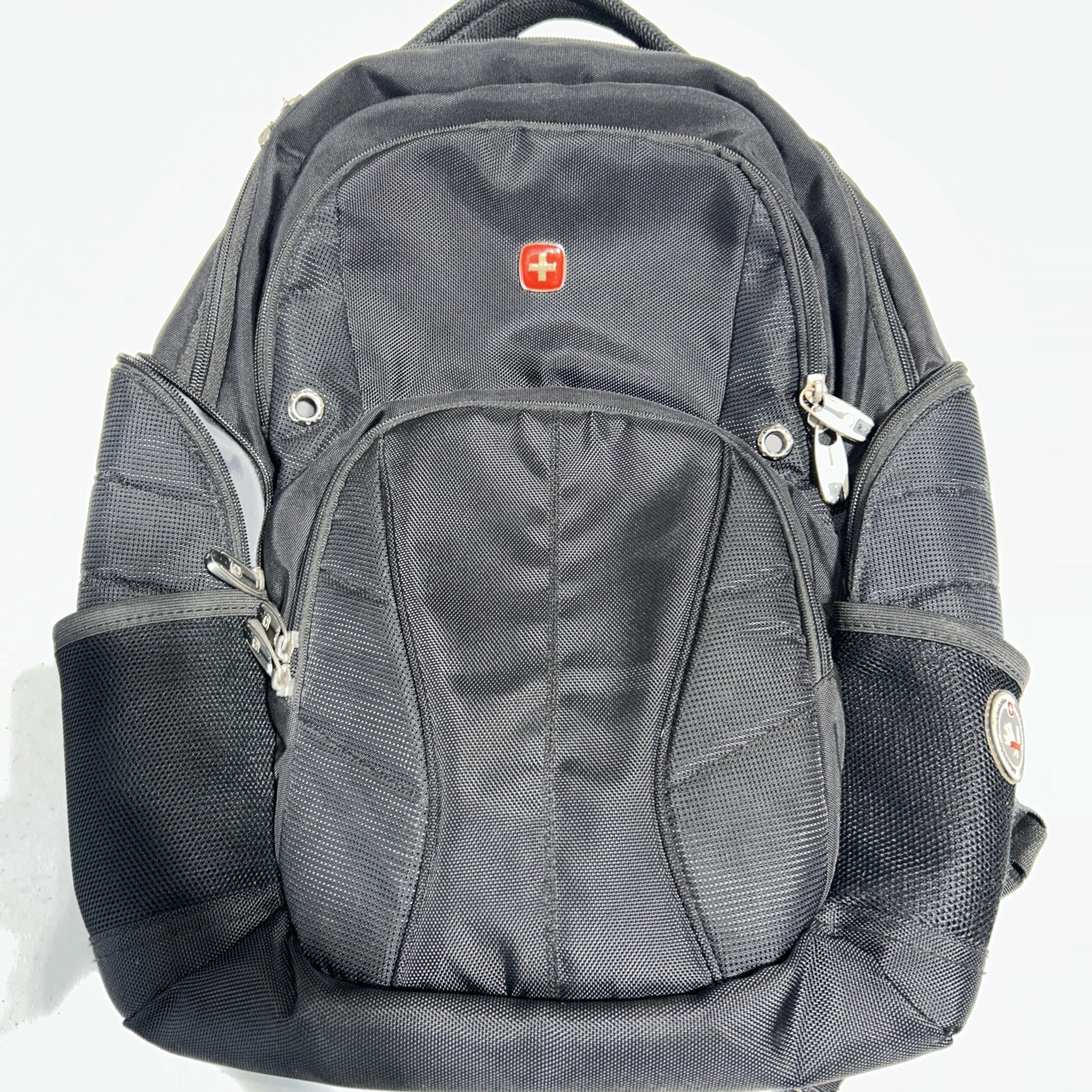 Swiss Gear Black Large Backpack Laptop Compartment Multiple Pockets Adjustable