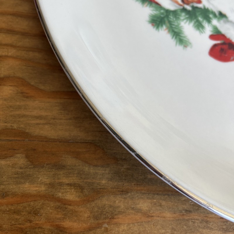 Royal Devon Santa Serving Platter Oval Silver Rim Made In USA About 14” x 10.5” gallery
