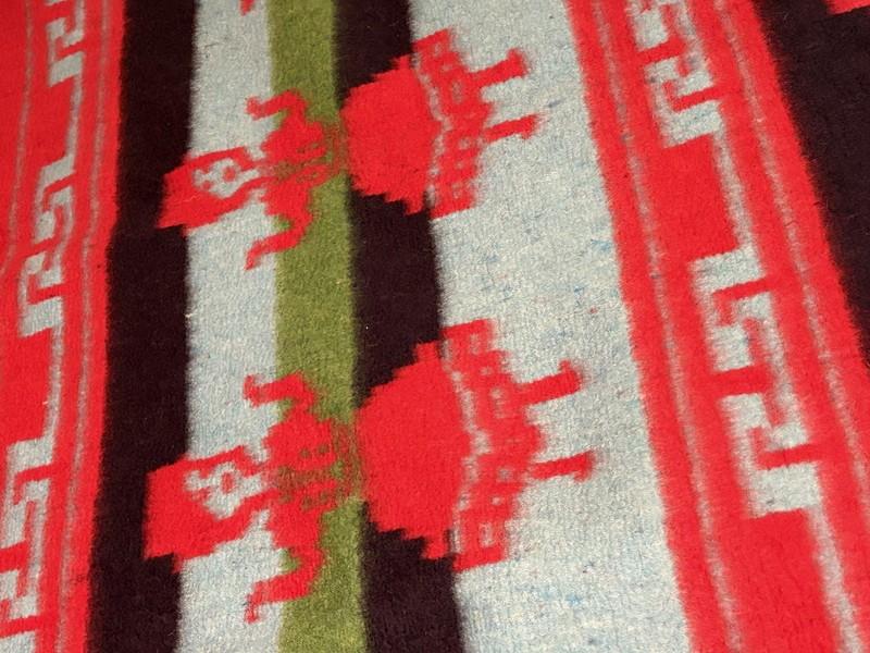 Profitex Alpaca Wool Blend Blanket Throw 62x83 Peru Dancer Motif Reversible rare gallery