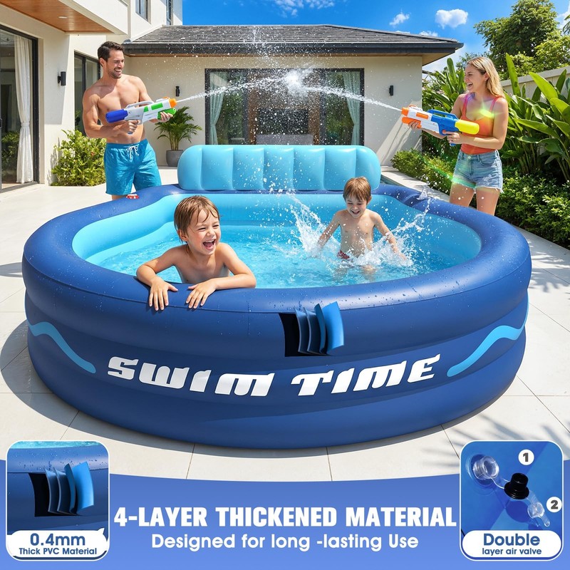 AixPool Inflatable Pool with Seats and Headrest,Oversized Thickened Large Blo... gallery