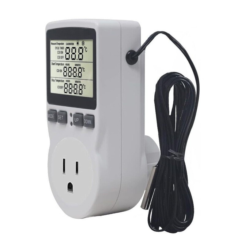 Temperature Controller Heating Cooling with Probe Digital Thermostat Outlet Plug gallery
