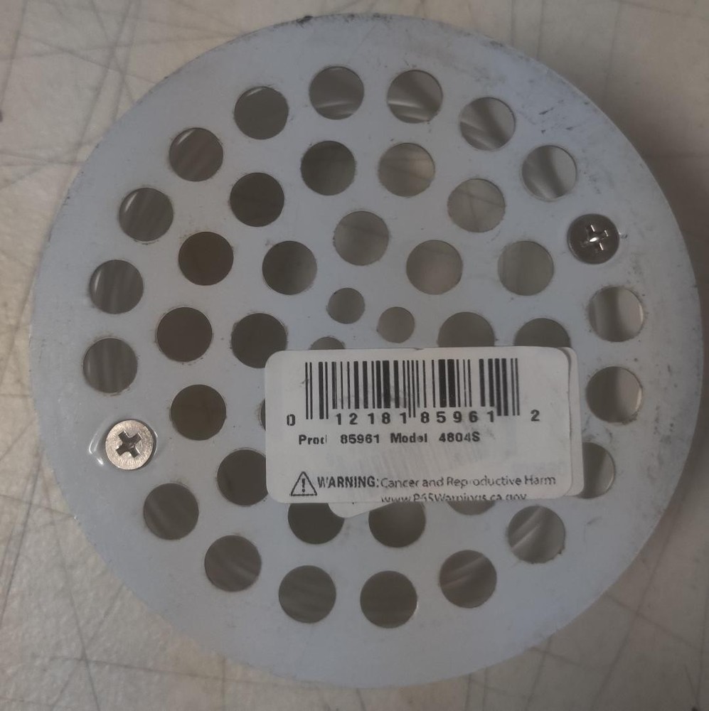 Snap-In Plastic Drain with Stainless Steel Cover PVC For 4" Pipe Prod 85961