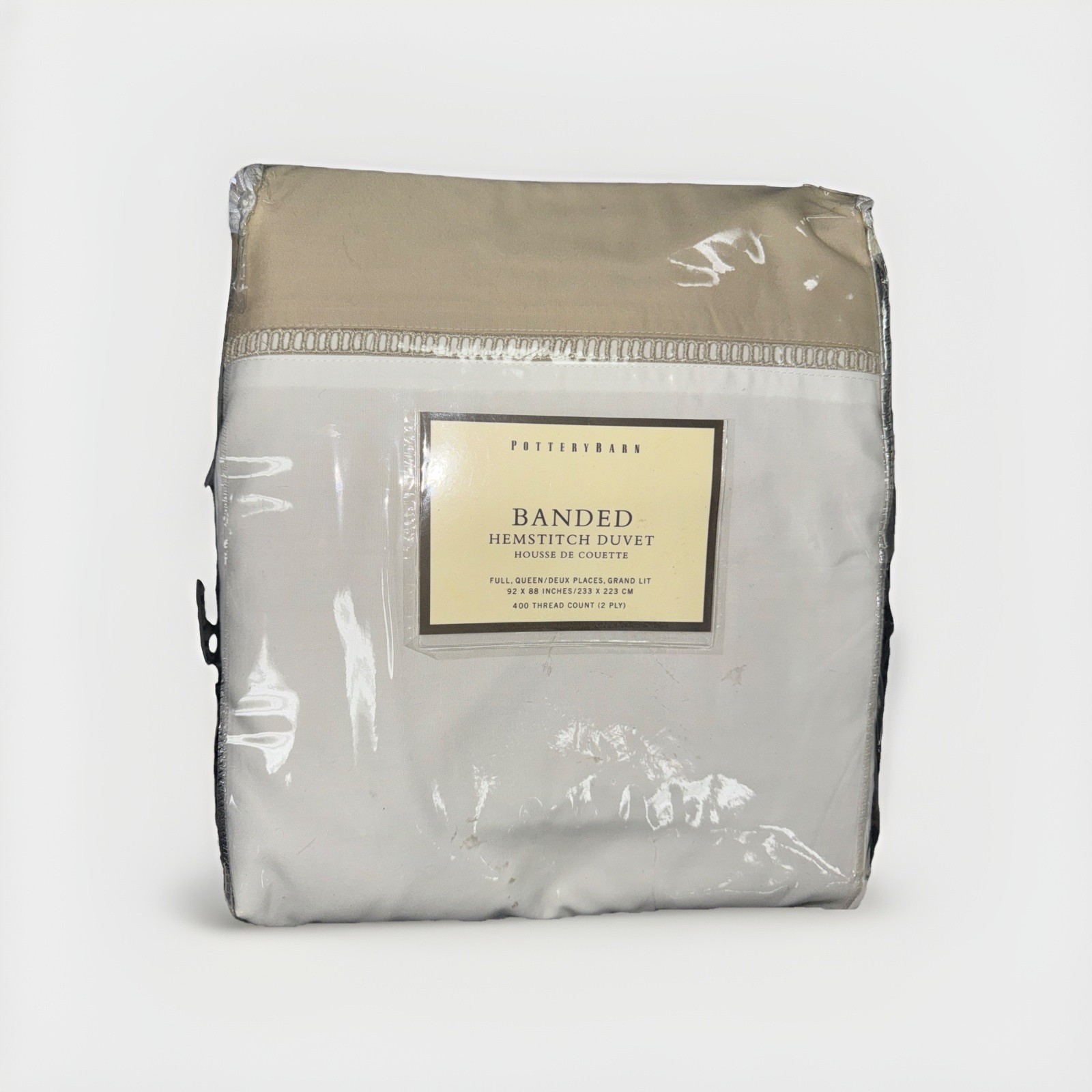 Pottery Barn Banded Hemstitch Duvet Full Queen Grand Lit 92x88 gallery