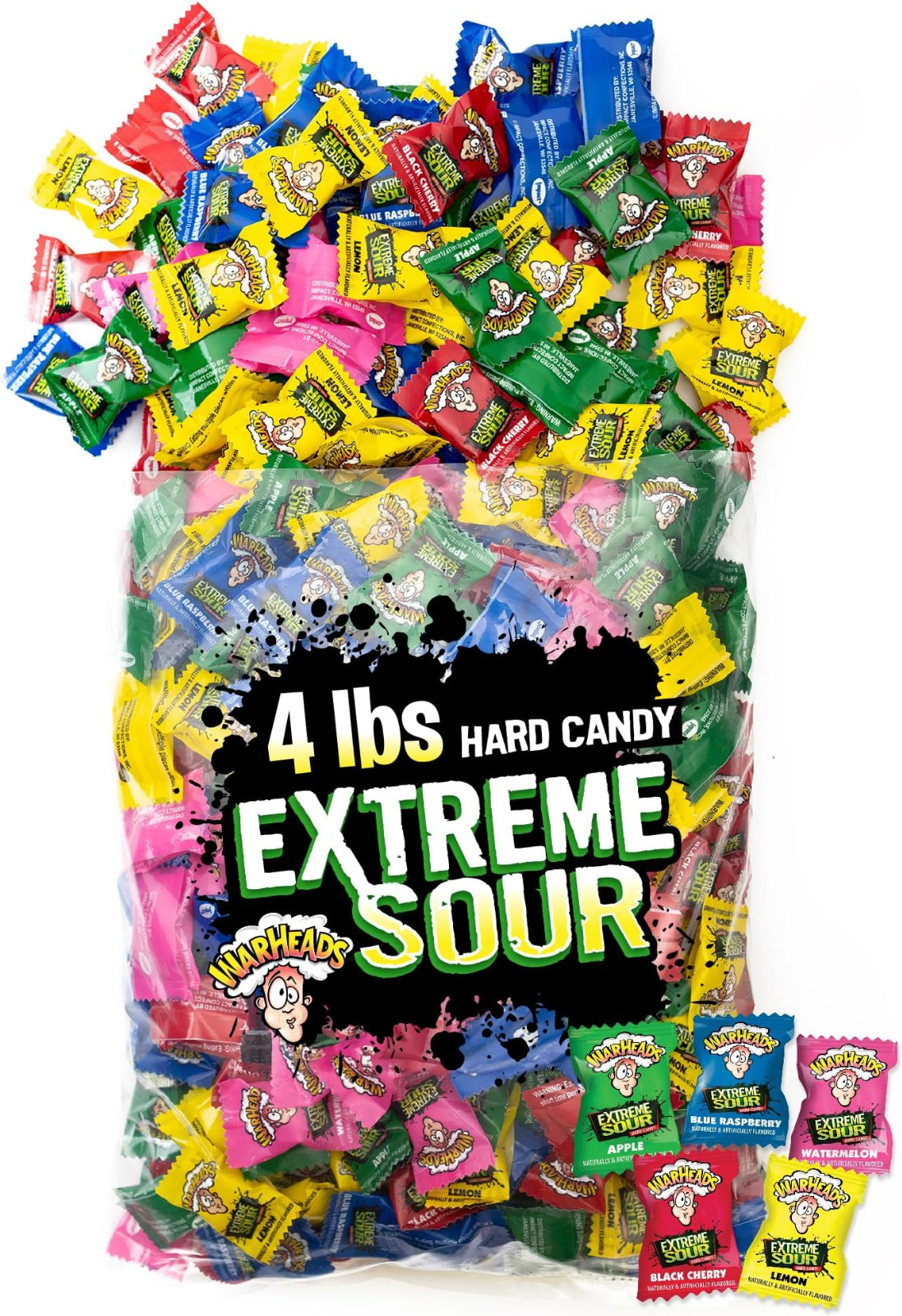 Warheads Extreme Sour Assorted Mix Flavors, Bulk Nostalgia Hard Candy (4 Pounds) gallery