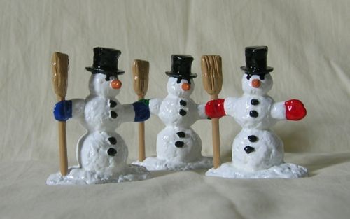 Classic Traditional hand-painted Snowman, Christmas Village holiday train layout gallery