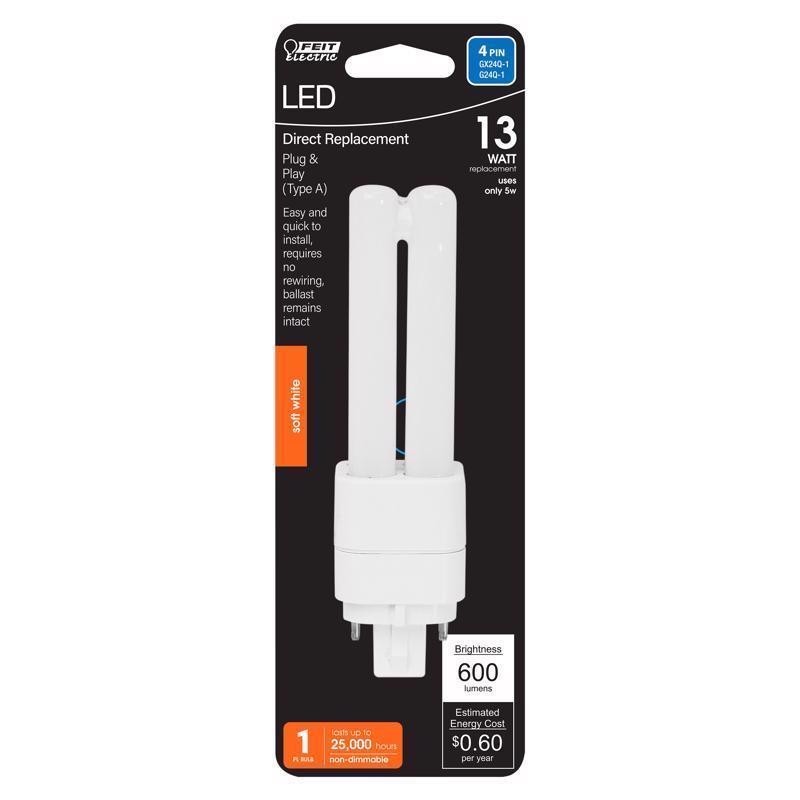 Feit PL GX24Q-1 4 Pin LED Tube Light Soft White 13 Watt Equivalence 1 pk NEW gallery