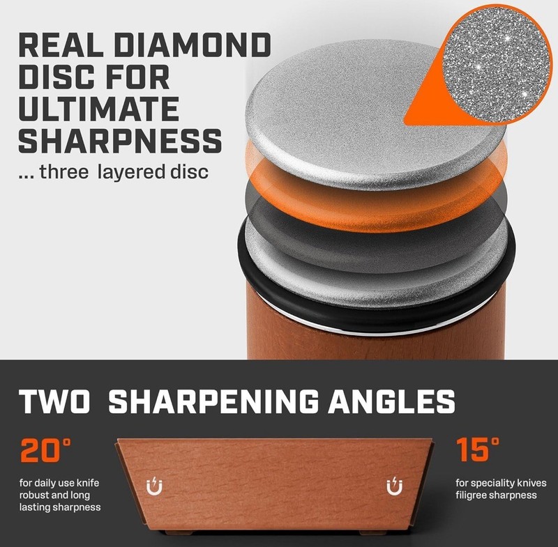 Diamond Rolling Knife Sharpener Straight Edge Sharpening Roller w/ Magnetic Base gallery