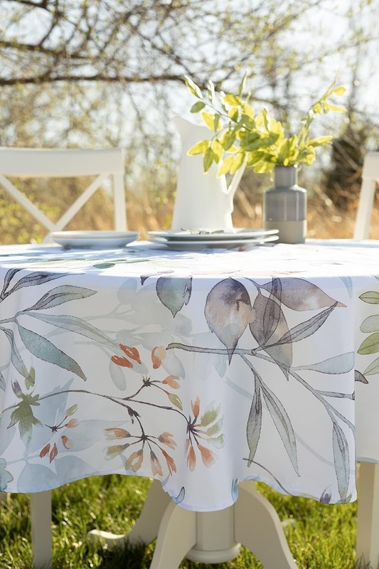 Spillproof Spring/Summer Heavyweight Fabric Outdoor Tablecloth with Umbrella ... gallery