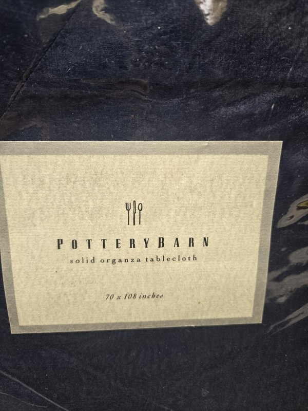 Pottery Barn Solid Organza Tablecloth - silk blend 70x108 Blue Shear gallery