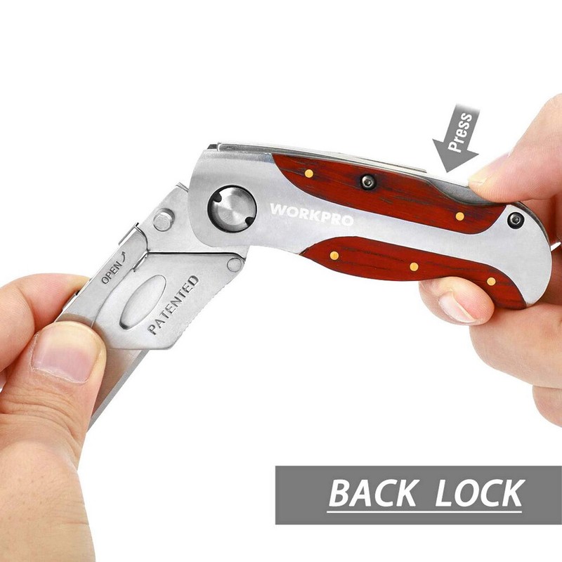 WORKPRO Quick-Change Folding Utility Knife Classical Retro Wood Grain Handle NEW gallery