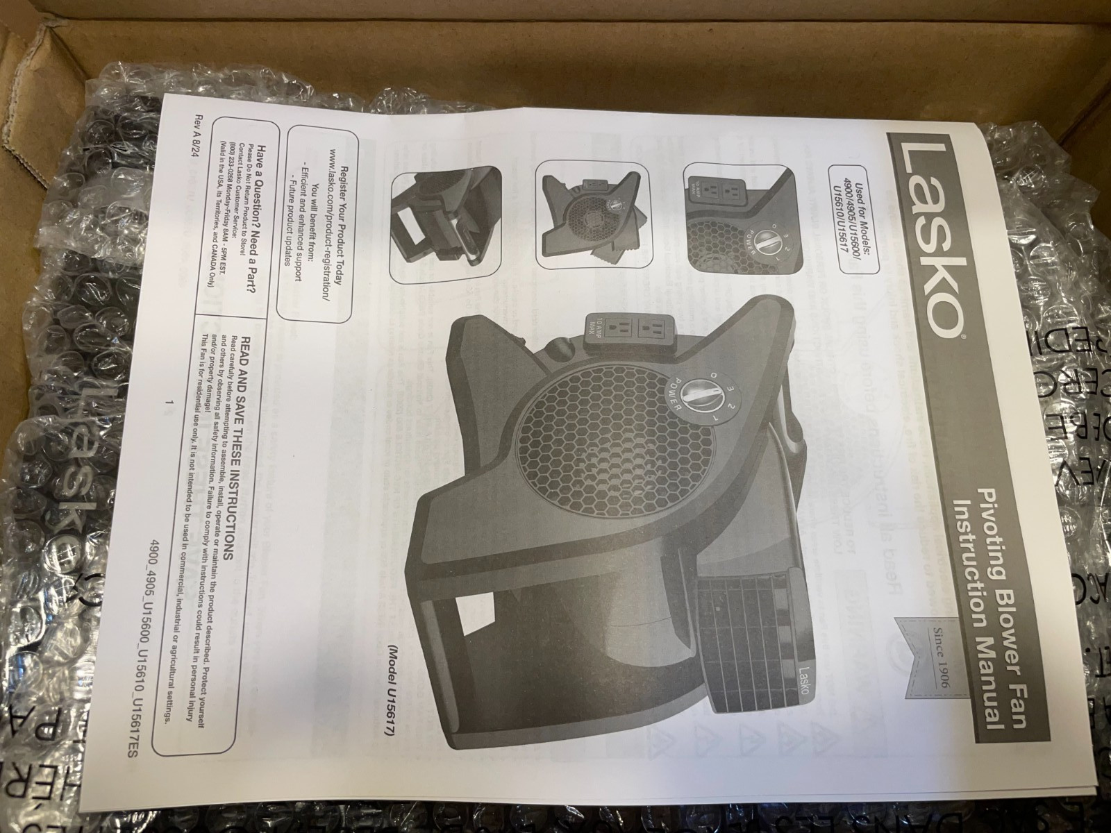 Lasko High Velocity Pivoting Utility Fan 375 CFM 3 Speed Blower Portable Fan gallery