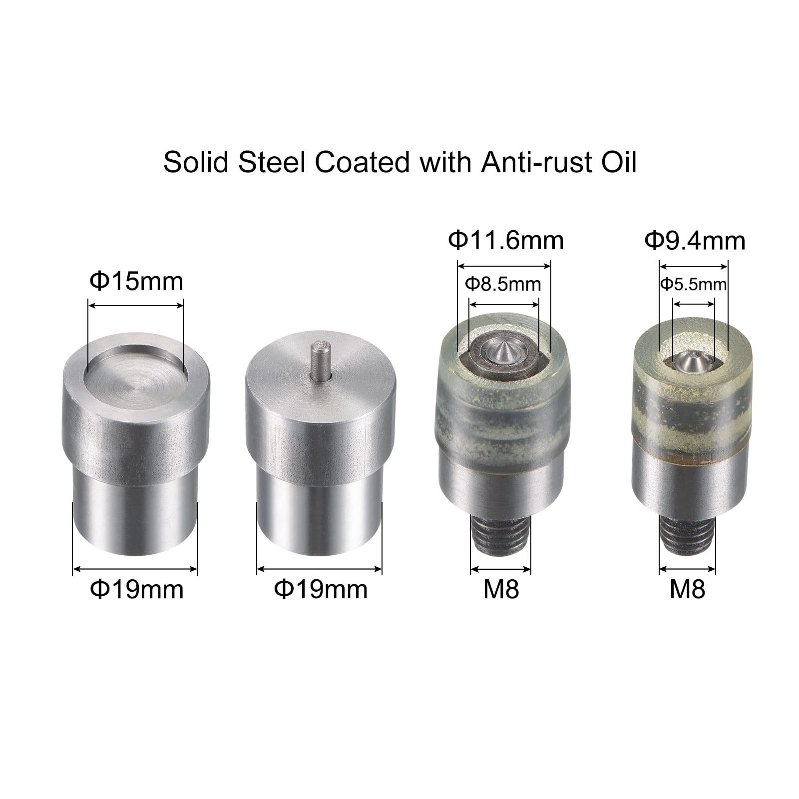 uxcell 15mm Snap Fasteners Button Die for Electric Press Machine Silver gallery