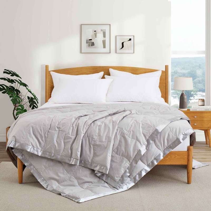 Oversized Down Blanket, King or Queen Bed Blanket with Satin Trim Cotton Shell gallery