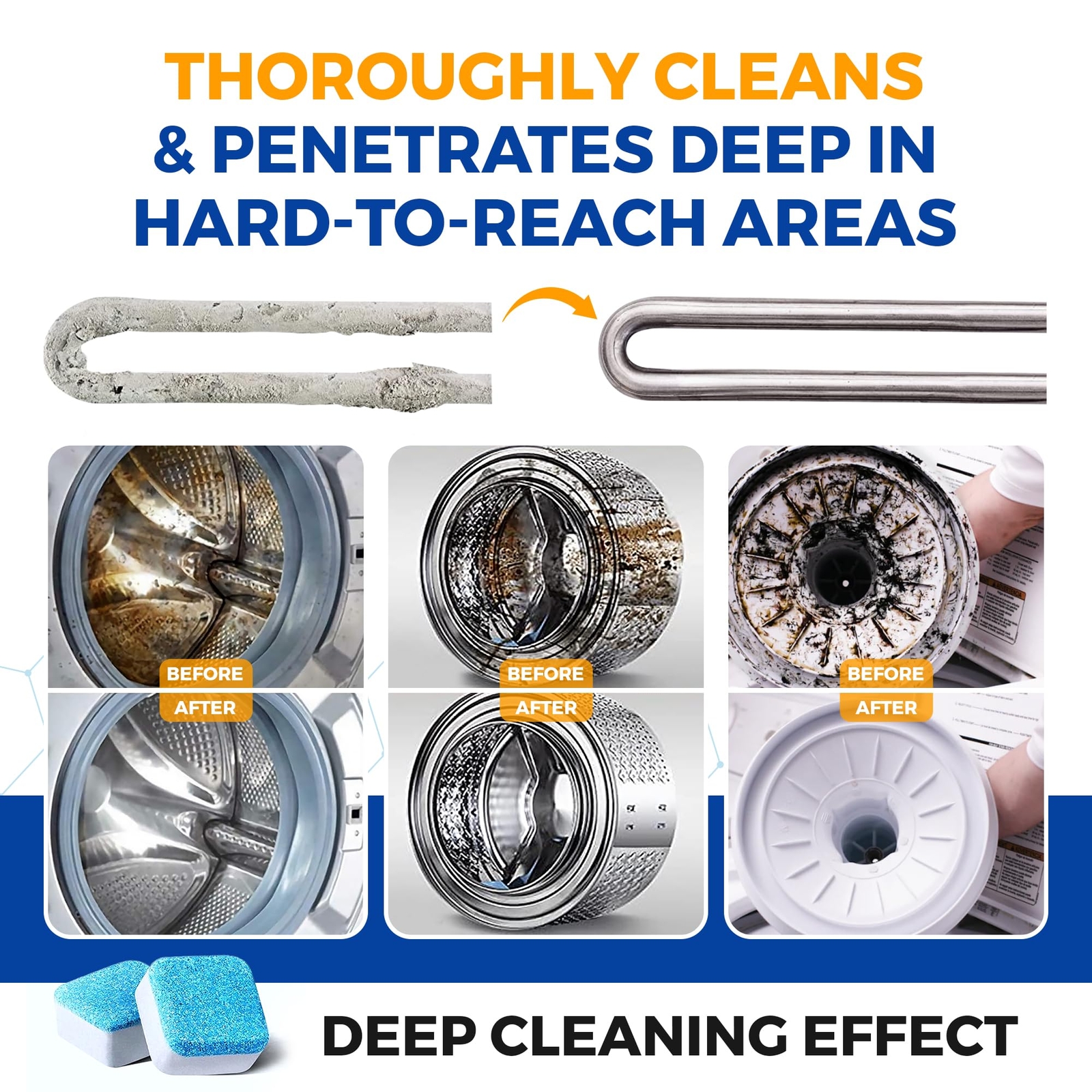 Bastion Washing Machine Cleaner, Deodorizer, & Descaler 6-Pack - 3 Month Supply gallery