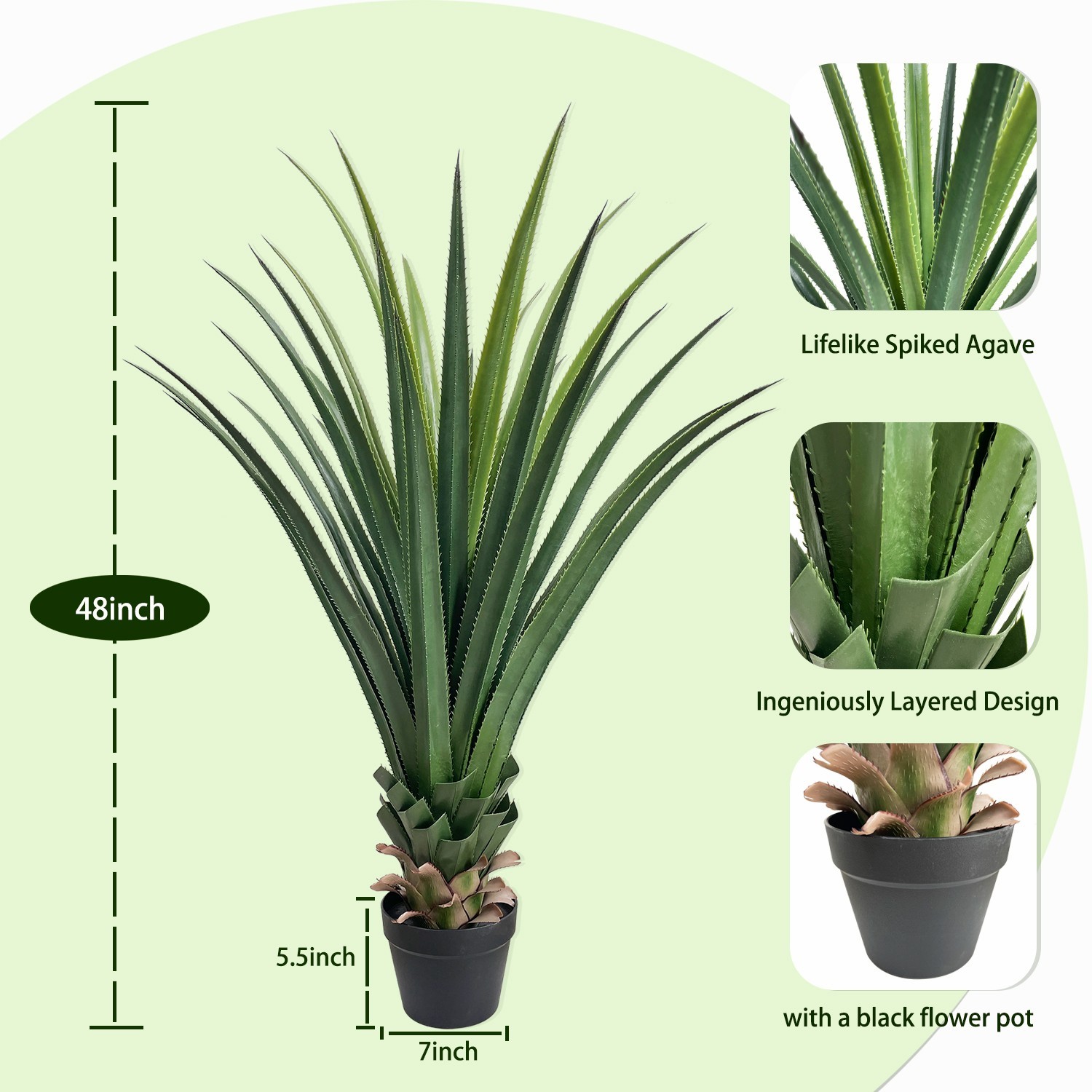 4ft Large Artificial Agave Plant, Realistic Faux Yucca Home/Office Decor 2Pack gallery