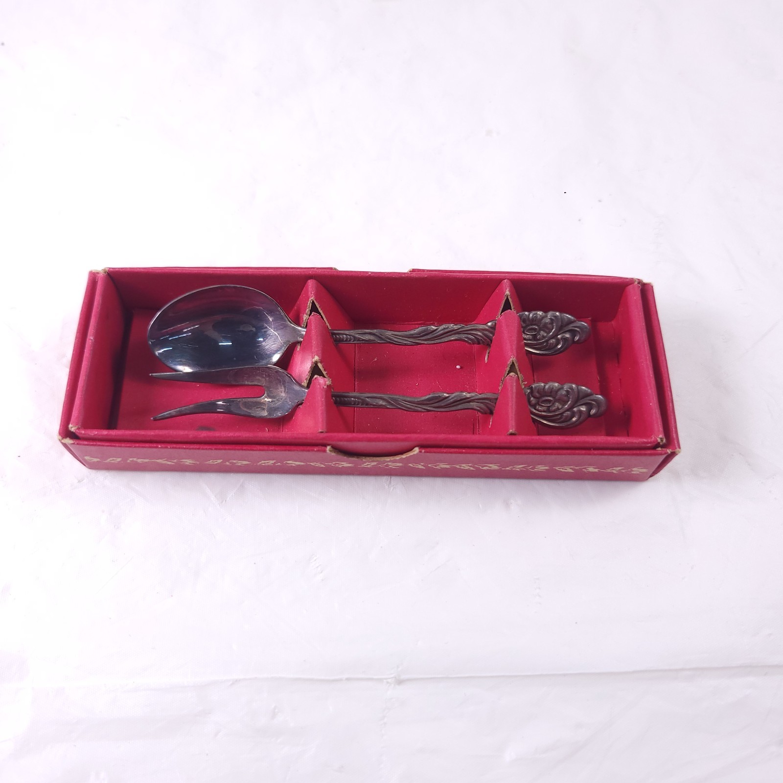 Sweden Silver Tone Fork Spoon Condiments Set Box gallery