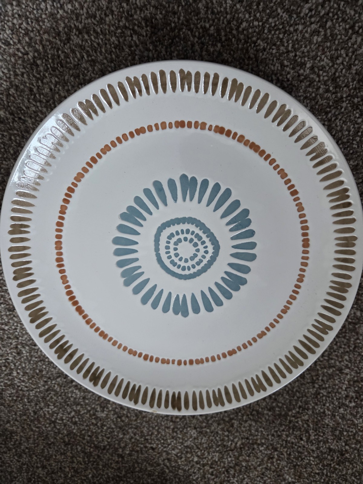 Rachel Ray Set 4 Sun Daisy 8.25” Luncheon Salad Plate Blue Orange MCM Style gallery